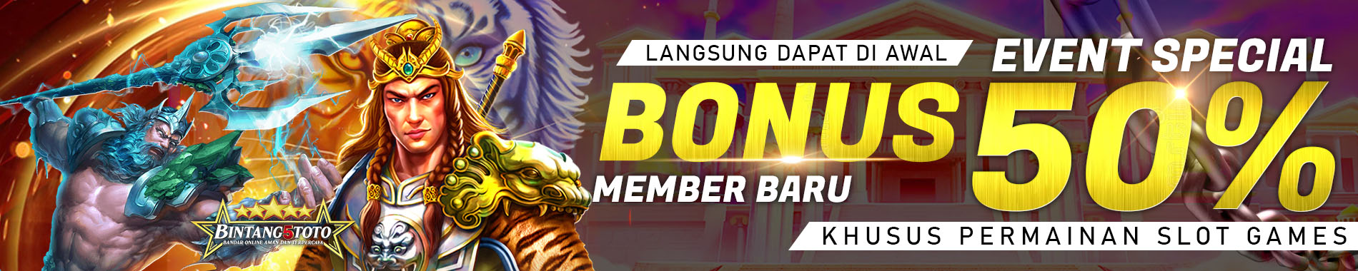 BINTANG5TOTO: BONUS MEMBER BARU 50%